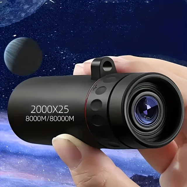 טלסקופ מונוקולרי HD 2000X25 לשנת 2025, קומפקטי ונייד לנסיעות, טיולים בהרים, דיג, קמפינג, כוכבים, קונצרטים וצפייה בציפורים 1