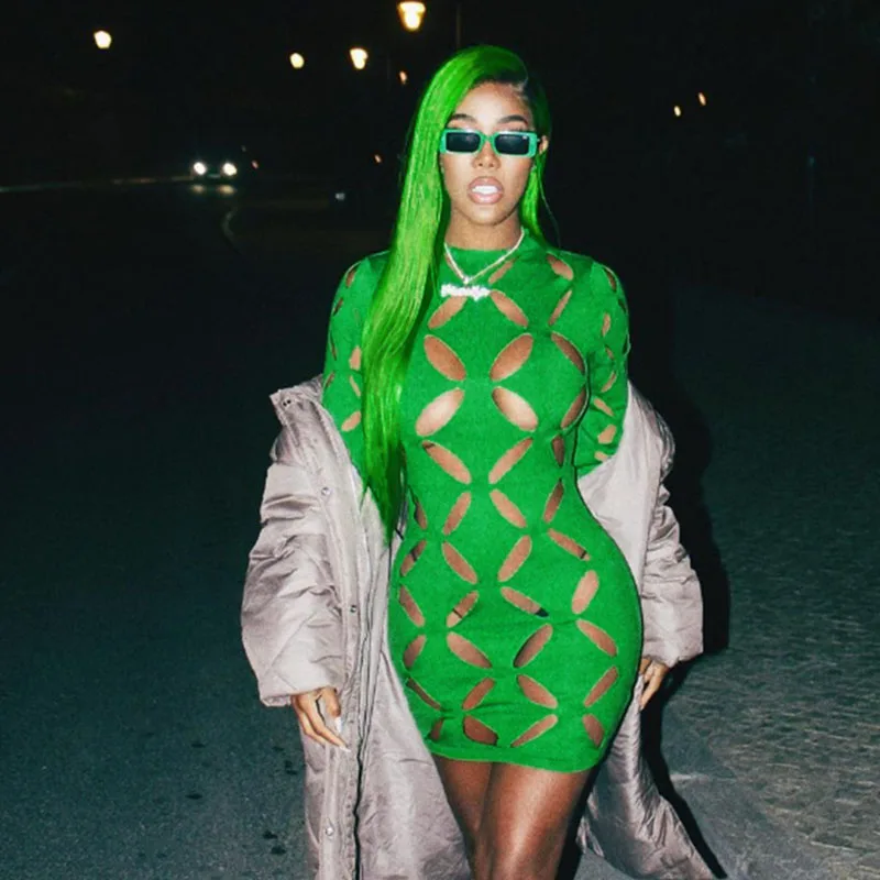 

Женское Открытое платье с длинным рукавом, облегающее платье для вечевечерние НКИ или ночного клуба, модель Y2K, 2022