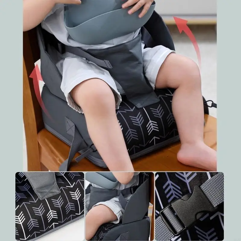 D0AF 식사 의자 용 벨트가있는 분리형  부스터 시트, 쿠션 증가 부드럽고 편안한 미끄럼 방지 바닥 패드