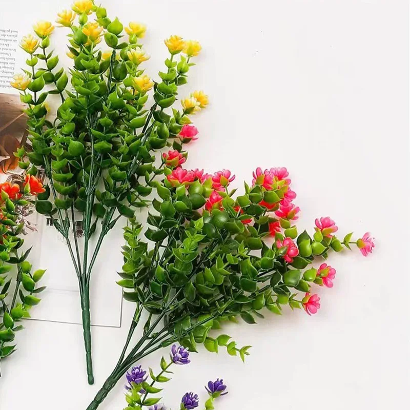 Artificial Flowers Bundle Outdoor UV Resistant Shrubs Plants Home Garden Outdoor Ceremony Wedding Arch Floral Decoration 1 Bundle