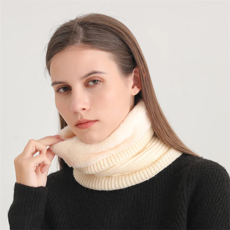 

Simple Knit Solid Ring Women Scarf Fashion Men Winter Warm Outdoor Full Face Mask Plush Unisex Elasticity Woolen Yarn Muffler