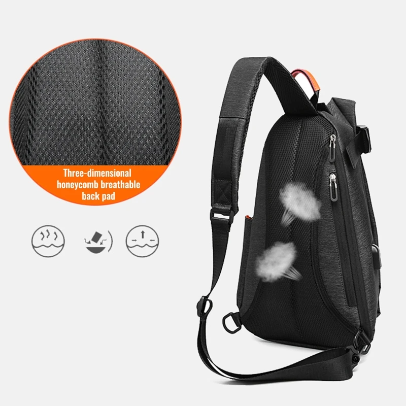 Black Sling Crossbody Backpack Shoulder Bag for Men Women, Lightweight One  Strap Backpack Sling Bag Backpack for Hiking Walking Biking Travel Cycling  USB Charger Port-Nylon 