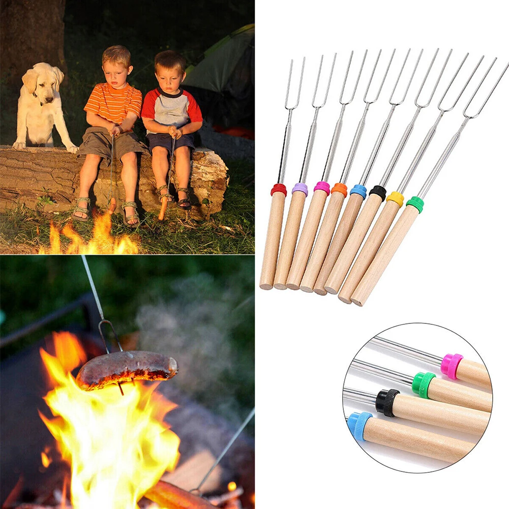 Barbecue Fork Set Telescopic Marshmallow Sausages Hot Dogs Vegetables Roasting Sticks Accessory bbq casings bbq tongs bbq skewer storage tube