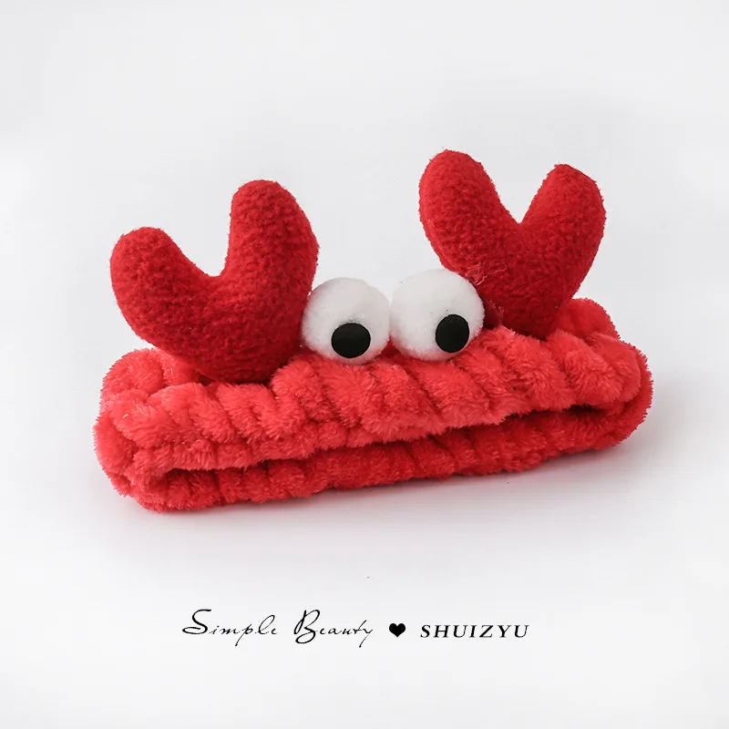 Cute face wash headband with plush headband, widened anti slip face wash, makeup application, moisture-proof hair, sports face w