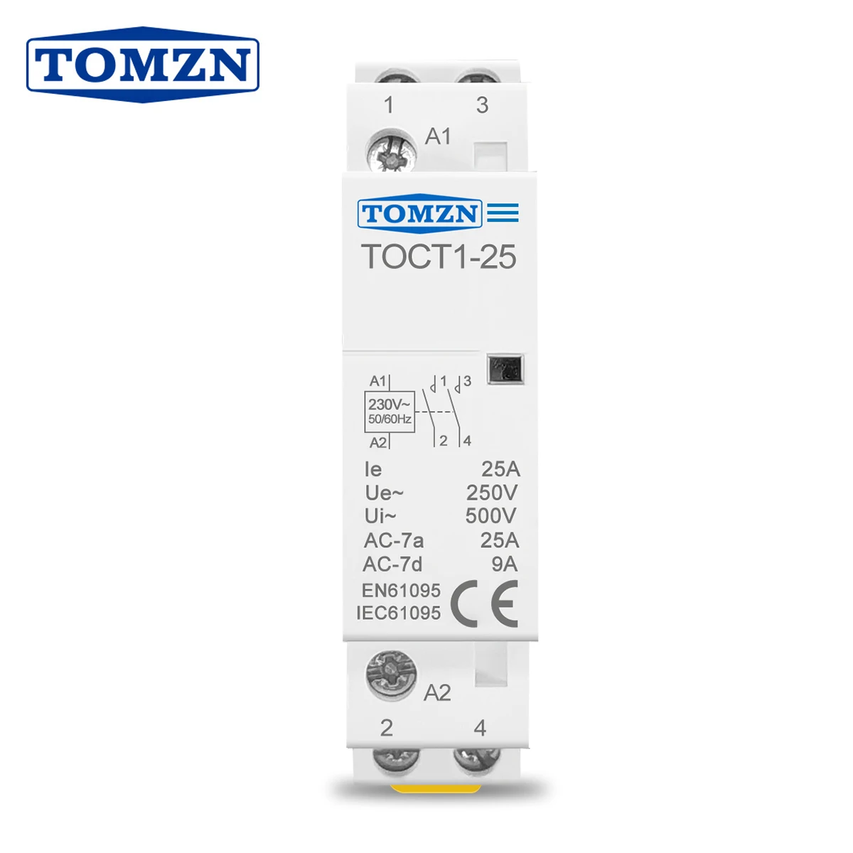 Contator Modular do Trilho do Ruído do Agregado Familiar Nenhum nc Toct1 2p 25a C.a. 220v 230v 50hz 60hz 110v 230v 24v