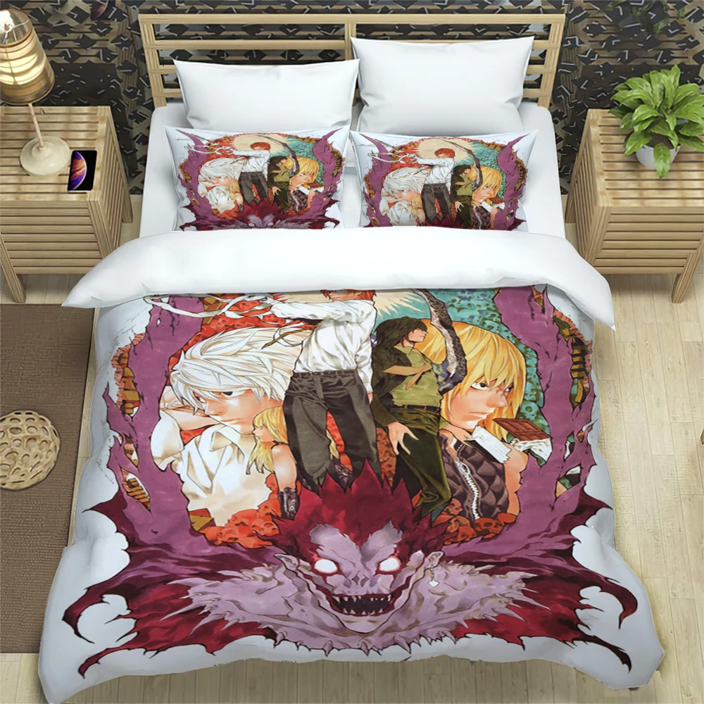 

Death Note Print Three Piece Bedding Set Fashion Article Children or Adults for Beds Quilt Covers Pillowcases Bedding Set Gift