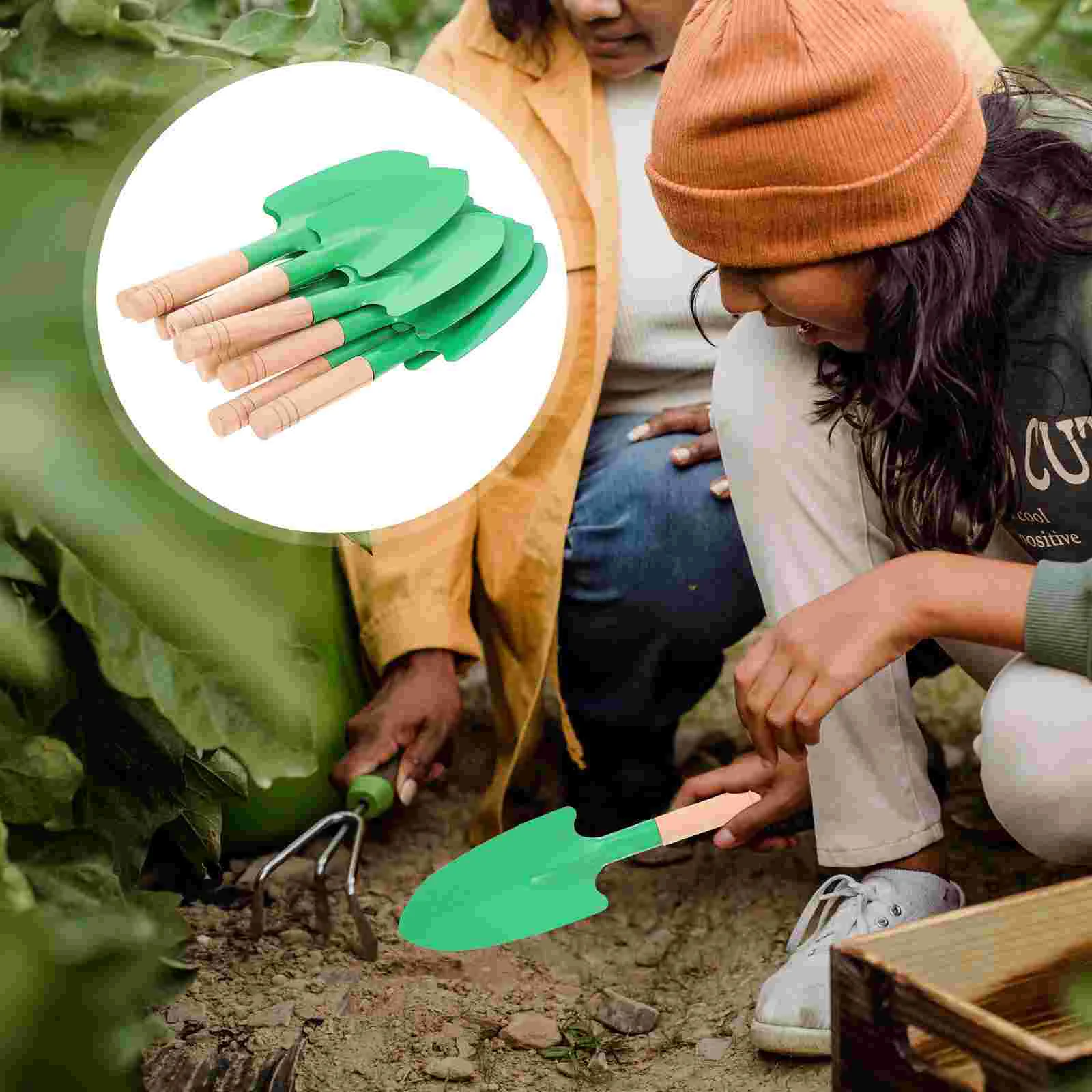 10 Pcs Wooden Handle Metal Spade Garden Tool Tools Succulent Planters Mini Trowels Gardening Planting Child Toys