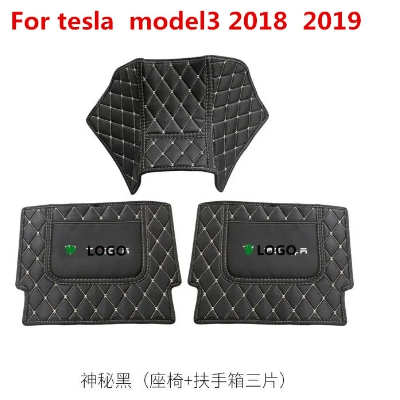 

Car armrest box Back row anti kicking pad holster Artificial Leather For tesla Tesla model3 2018 2019 Accessories Car-styling