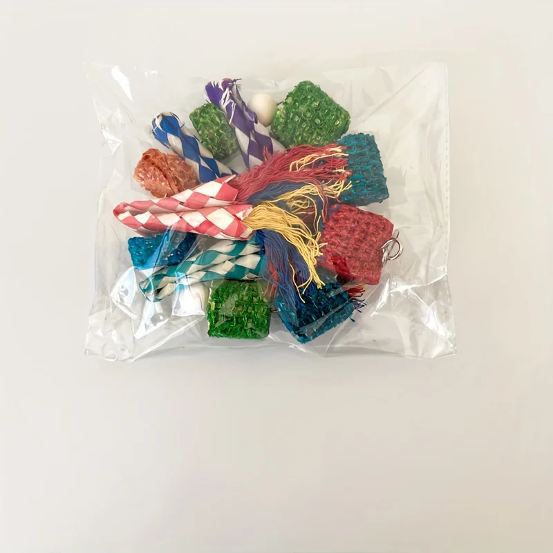 Colorful Corn Cob Chew Toy for Parrots, Hanging Climbing Rings with Woven Rope, Fun Bird Cage Accessory
