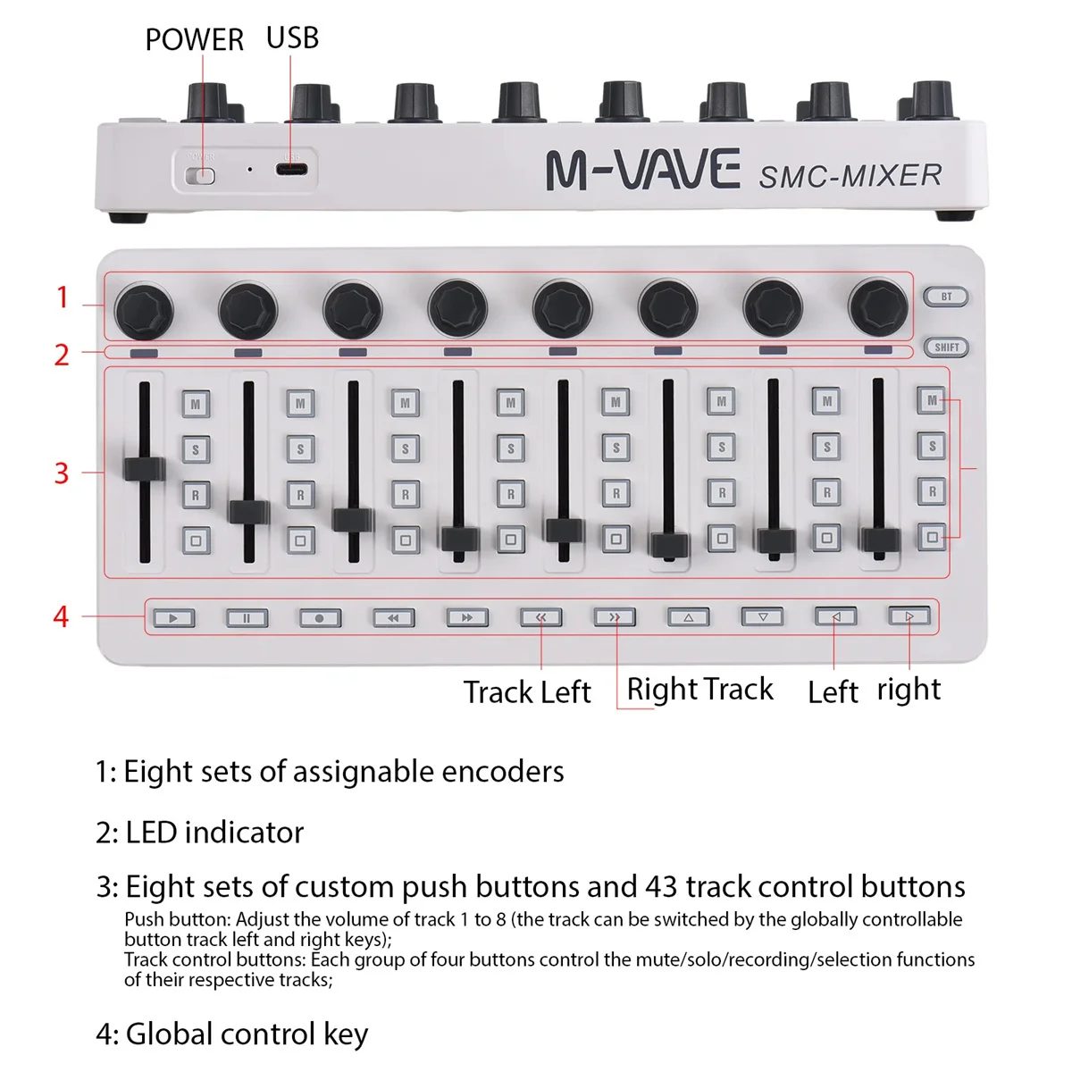Wireless MIDI Controller Mixing Console BT Connection Battery Type-C Supply USB For Windows/Mac/Ios/Android