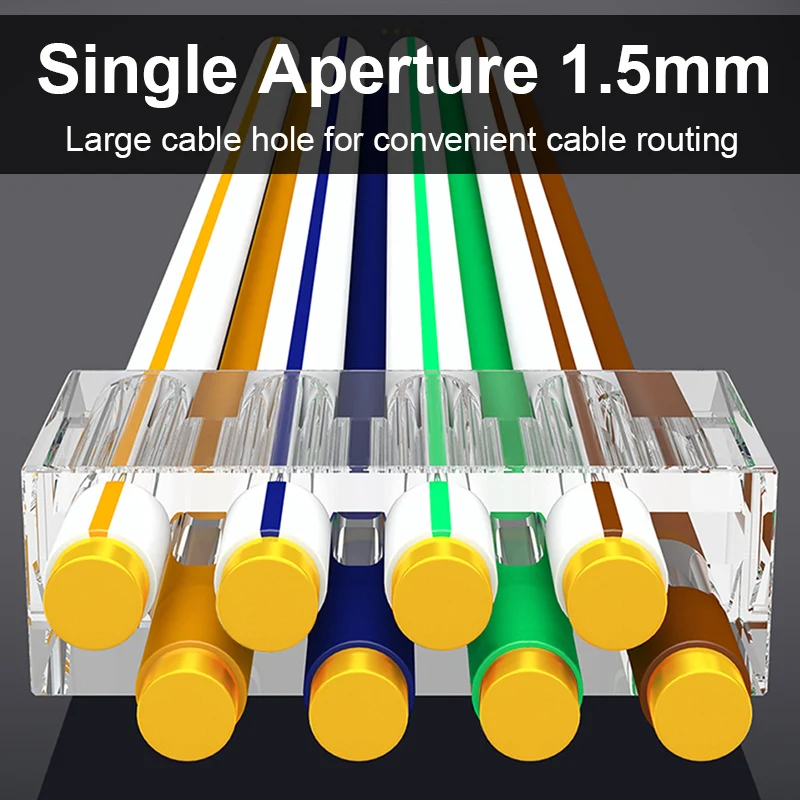 OMAY CAT6 CAT7 CAT5E RJ45 커넥터는 모듈형 플러그 네트워크를 통과합니다. UTP 3/50μ 이더넷 케이블용 금도금 8P8C 크림프 엔드