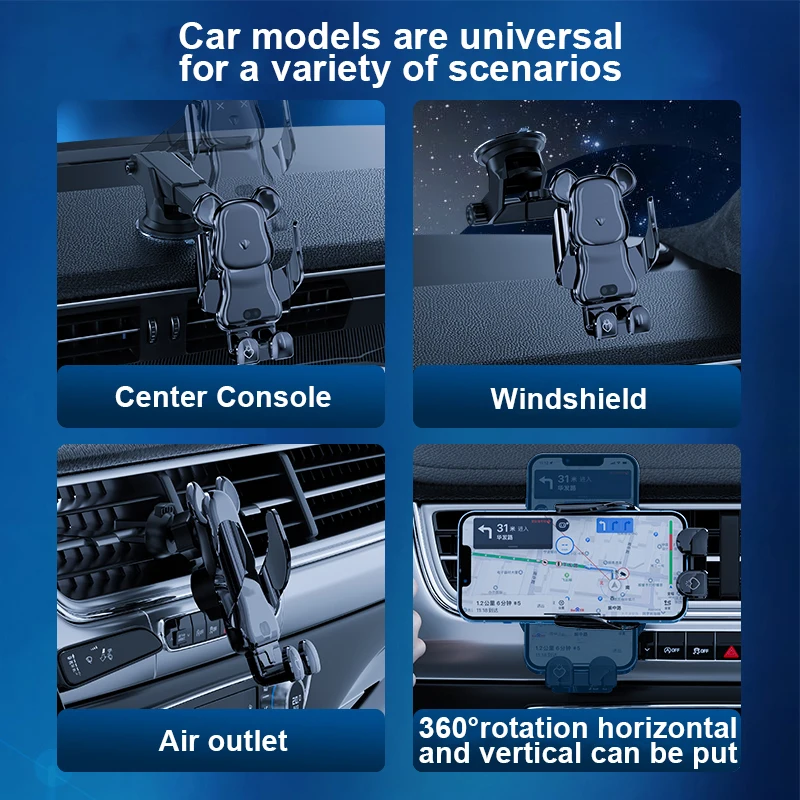 Car Mobile Phone Holder Support 15W Wireless Fast Charging Holder In Car Cell Phone Auto Acessories car phone holder