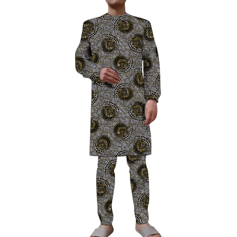 

Traditional Handmade Custom Clothing Men's Set Shirt+Trouser African Print Pant Sets Wedding Outfits