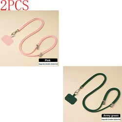 Enhanced Phone Lanyard Strap Crossbody Cord - Stylish Mobile Necklace Strap (2PCS - Pink Green)