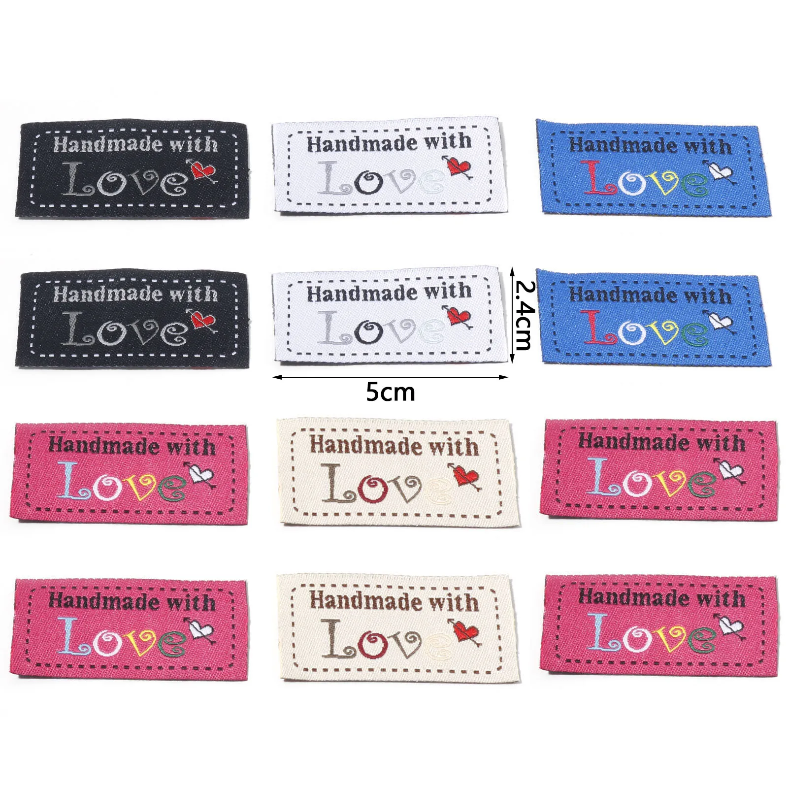 50Pcs Hand Made With Love Cloth Tags Handmade Labels For Clothes