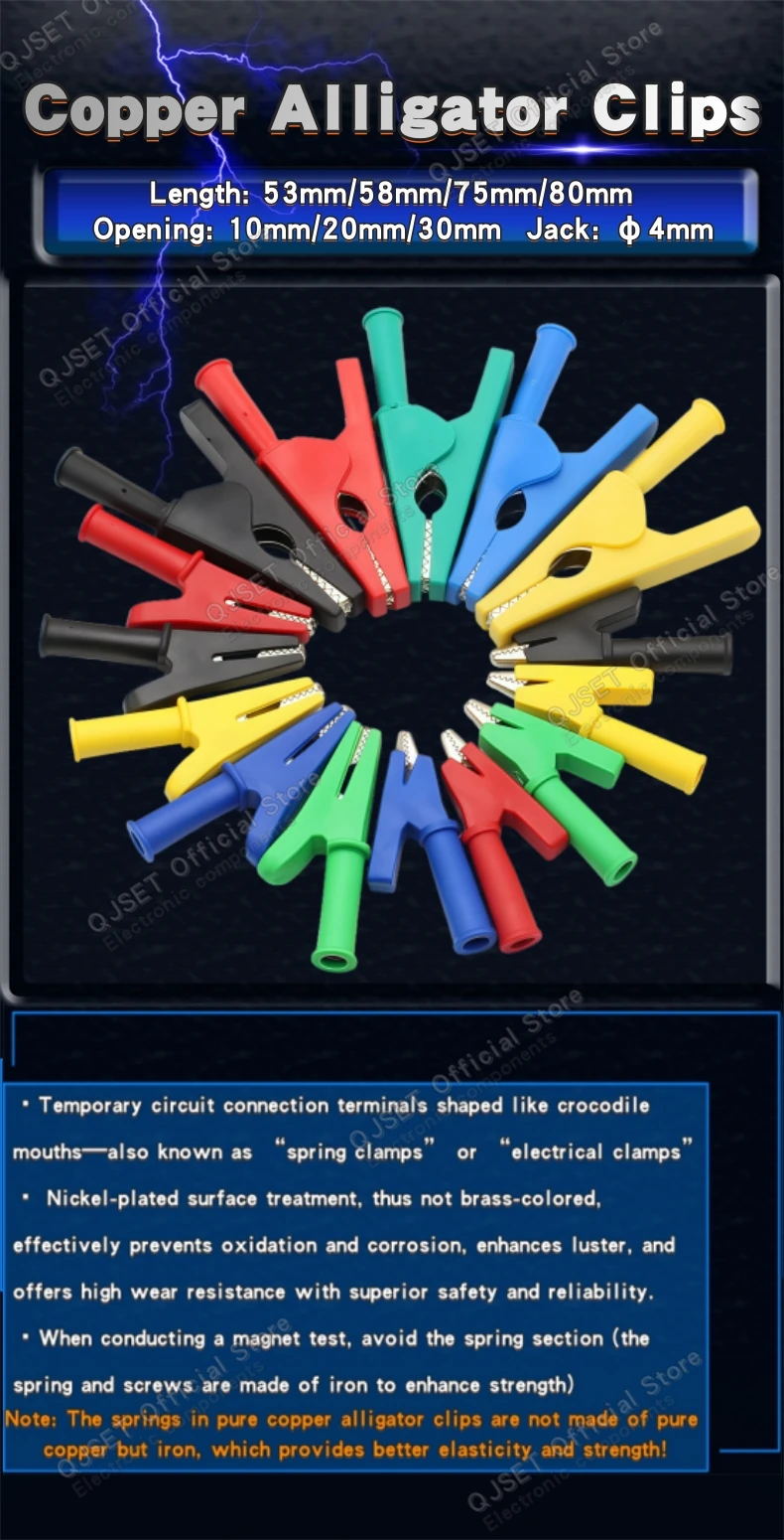 1 Set 30A 50A PVC-Krokodilklemmen-Set mit Stecker, Griff, Testkabel, Sonde, 4mm Buchse, Bananenstecker, Batterieklemmen – Detail 1