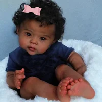 20Inch African American Doll Raven Dark Skin Reborn Baby Finished Newborn With Rooted Hair Handmade Toy Gift For Girls 4