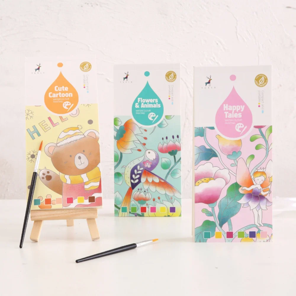 20 Sheets Portable Children Watercolor Painting Book Paint With Water Kids Gouache Graffiti Picture Coloring Drawing Toys Gifts 2
