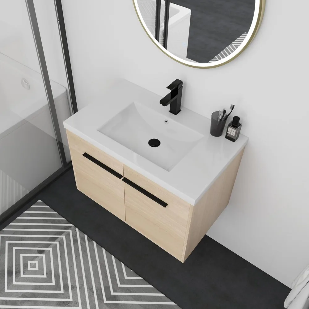Floating Vanity Bathroom, 30 Inch Bathroom Vanity with Sink, Wall Mounted , Soft Closed Doors, Integrated Sink, Engineered Wood 6