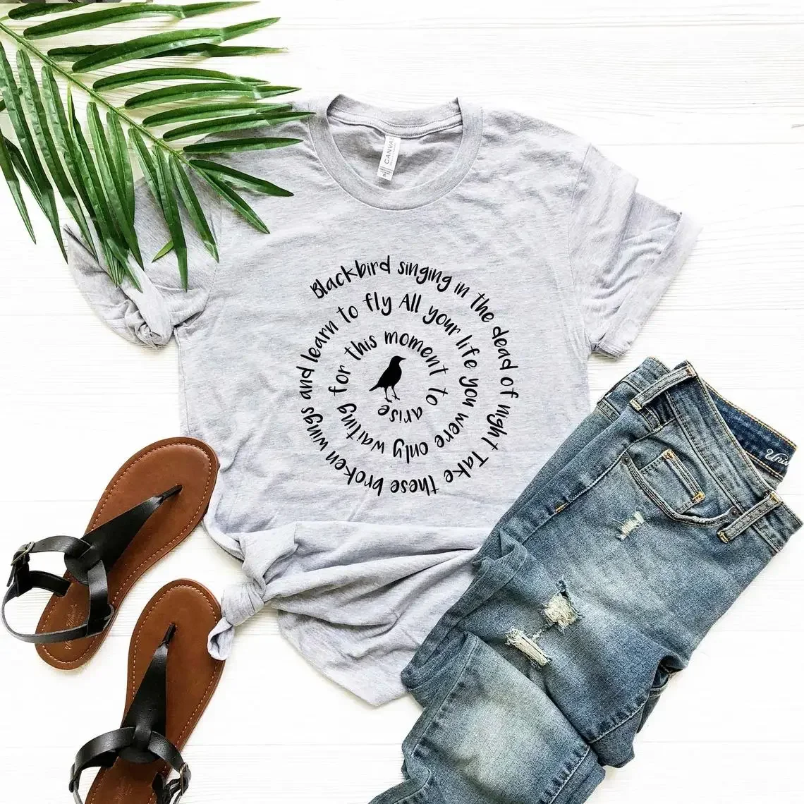 

2024 Music Fans Shirts Blackbird Singing In The Dead of Night Shirt Lyrics Tees Aesthetic Harajuku Shirts Women Vintage T-shirt