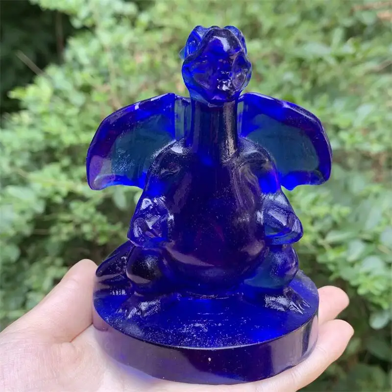 

High Quality Blue Opalite Cartoon Dragon Carving Stone Hand Crafted For Gift Home Decoration Accessories
