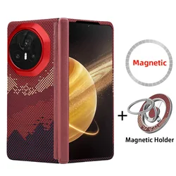 Ultra - Thin Carbon Fiber Aramid Phone Case with Magnetic Hard Shell - HONOR Magic V3 (Alpenglow Stand)