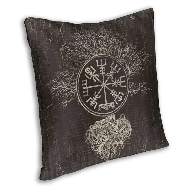 Vegvisir And Tree Of Life Yggdrasil Throw Pillow Covers Home Decorative Modern Viking Compass Outdoor Cushions Square Pillowcase