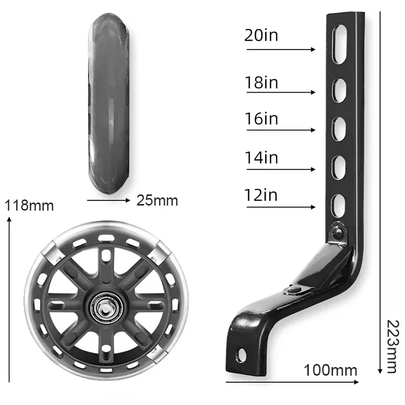 Children Bicycle Auxiliary Wheel Compatible 12-20 Inch Kids Bike Protection Balance Secondary Bike Riding Flash Wheel 1pair