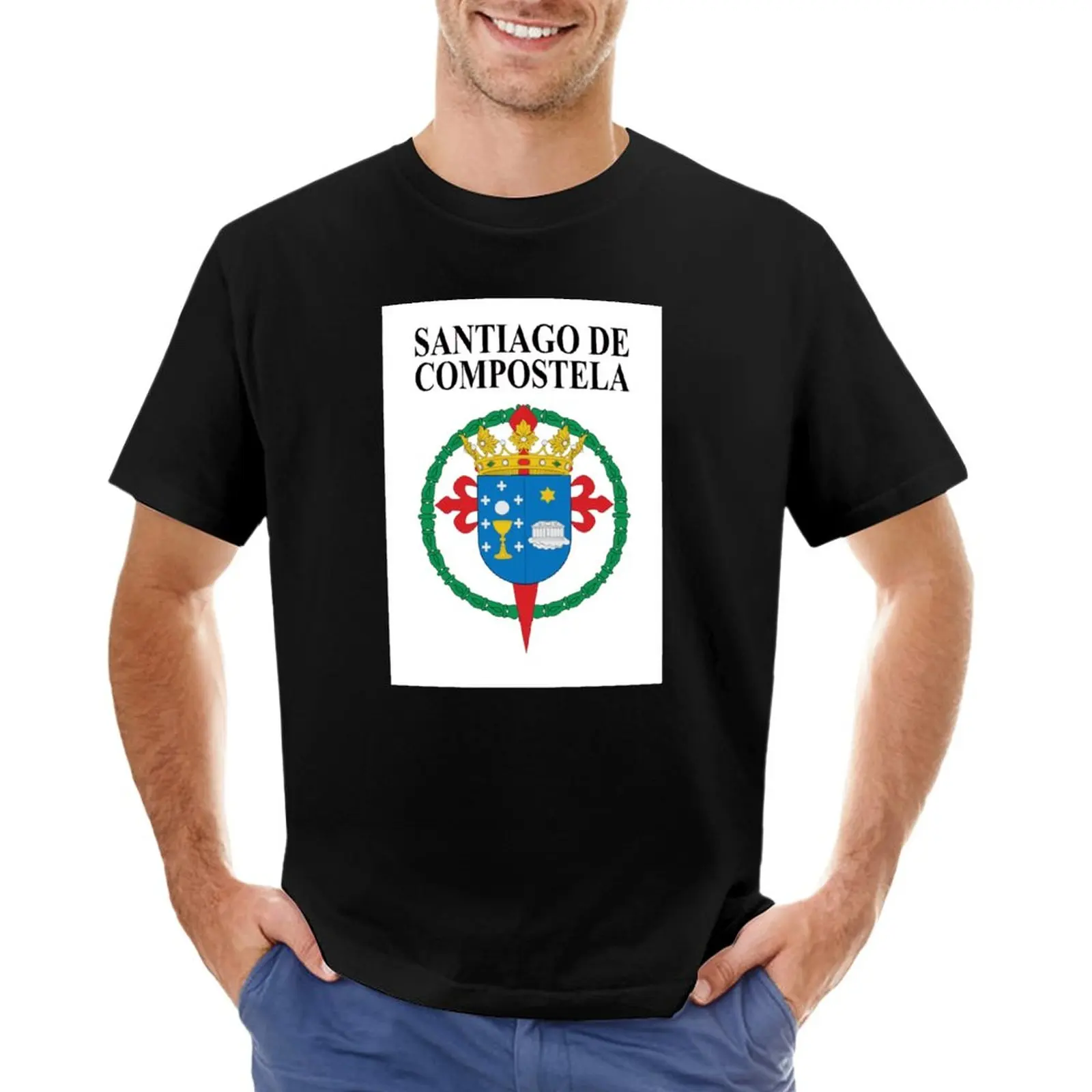 

065_2A - SANTIAGO DE COMPOSTELA - COAT OF ARMS T-Shirt hippie clothes tees sweat shirts, men