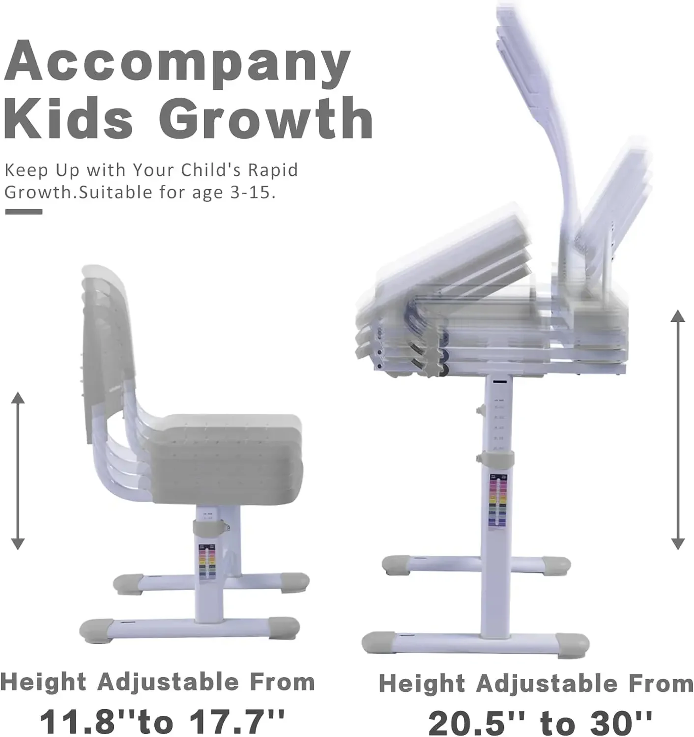 Kids Desk Chair Set, School Desk for  Art for Study for Kids with Adjustable Height, 40-Degree 6
