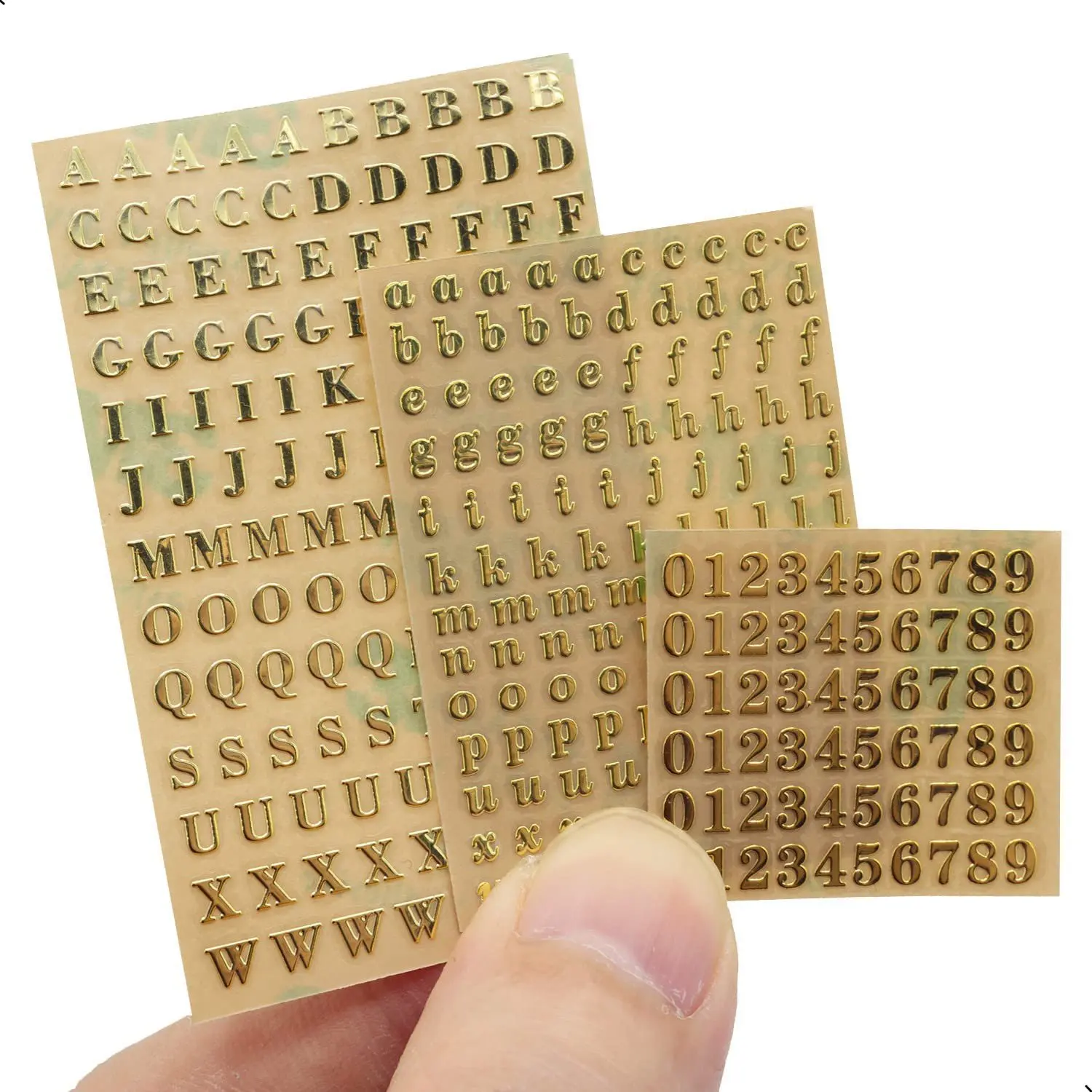 6 Sheets Small 0.12 Inch Alphabet Number Stickers Glitter Alloy Self Adhesive Letters Stickers Gold/Silver (3mm)