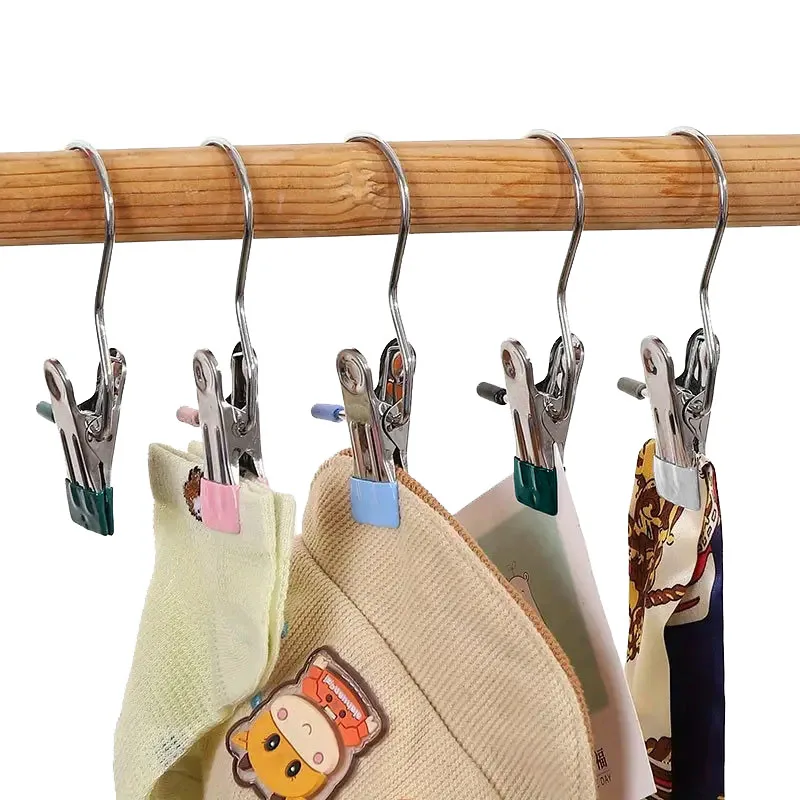Portable Hook Clip 5 Pcs Portable Metal Hook Clip Multifunctional Clothespins Hat Storage Organizer Clip Boot Shoe Pant Wardrobe Cap Organizer