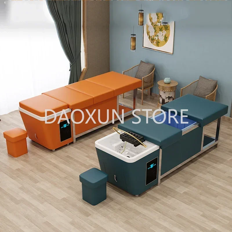 Head Spa Hair Washing Bed Luxury Makeup Lounge Fumigation Water Tank Shampoo Chair Salon Lettino Massaggio Furniture MQ50SC