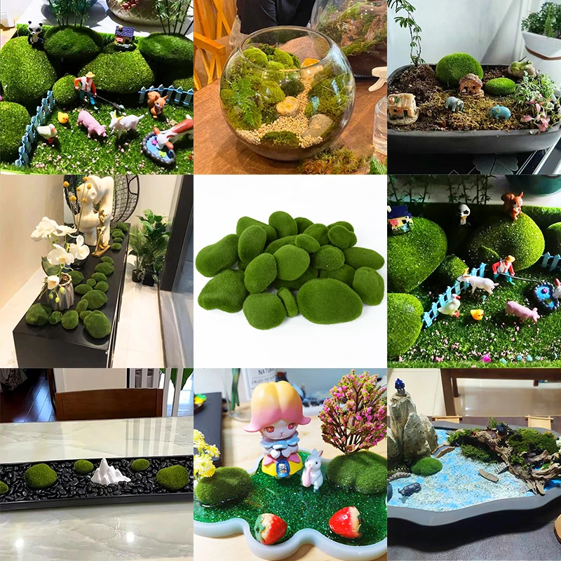 

10pcs Artificial Moss Stone DIY Mini Landscape Stone Garden Decoration Simulation Foam Moss Stone Shop Window Office Decoration
