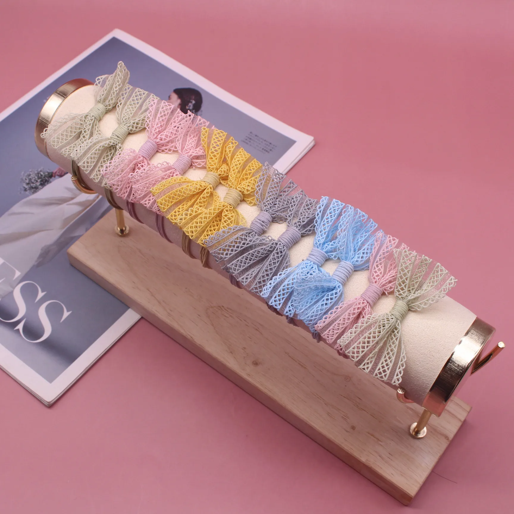 YVLAH 12Ps/Set New Hair Ring Colorful   Rubber Band Sweet Head Rope For Women Girl bride hair clip