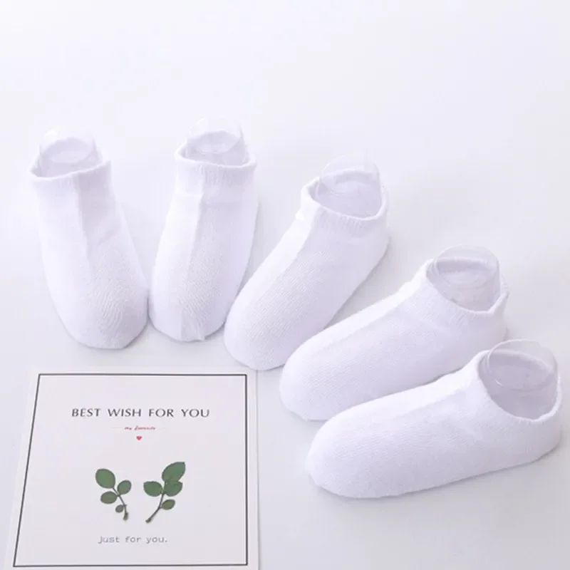 5pairls/Lot Boys Girls Pure White Socks Cotton Soft Socks Newborn Babys Loose Comfortable
