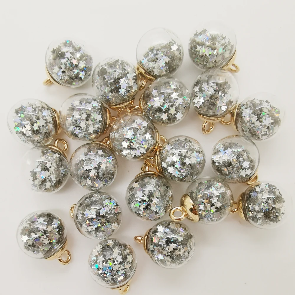 Enhanced Mini Glass Bottles with Star Pendants for Jewelry Making, Set of 10