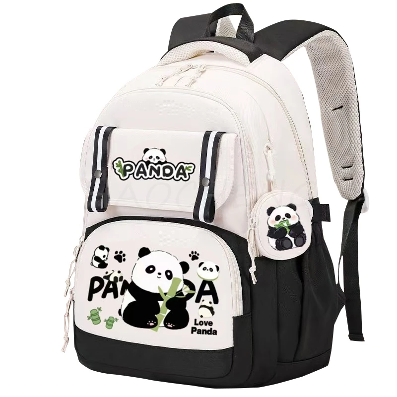 Newest Big Panda Flower Student Backpack Cute New Unisex Large Capacity High Beauty Backpack, Fashionable Casual Backpack Women
