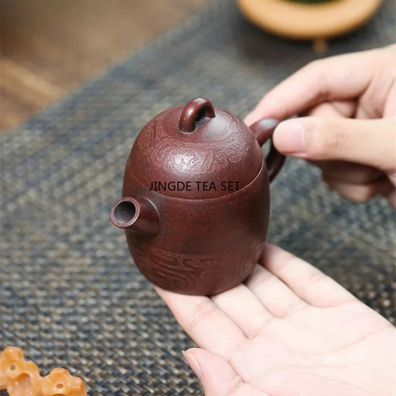 190ml Yixing purple clay teapot handmade gun mouth raw ore bronze mud Qin Quan teapot chinese tea accessories
