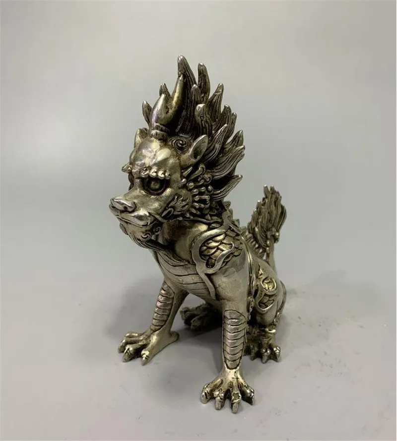 

Exquisite Archaize seiko White copper God beast kirin household decoration crafts statue