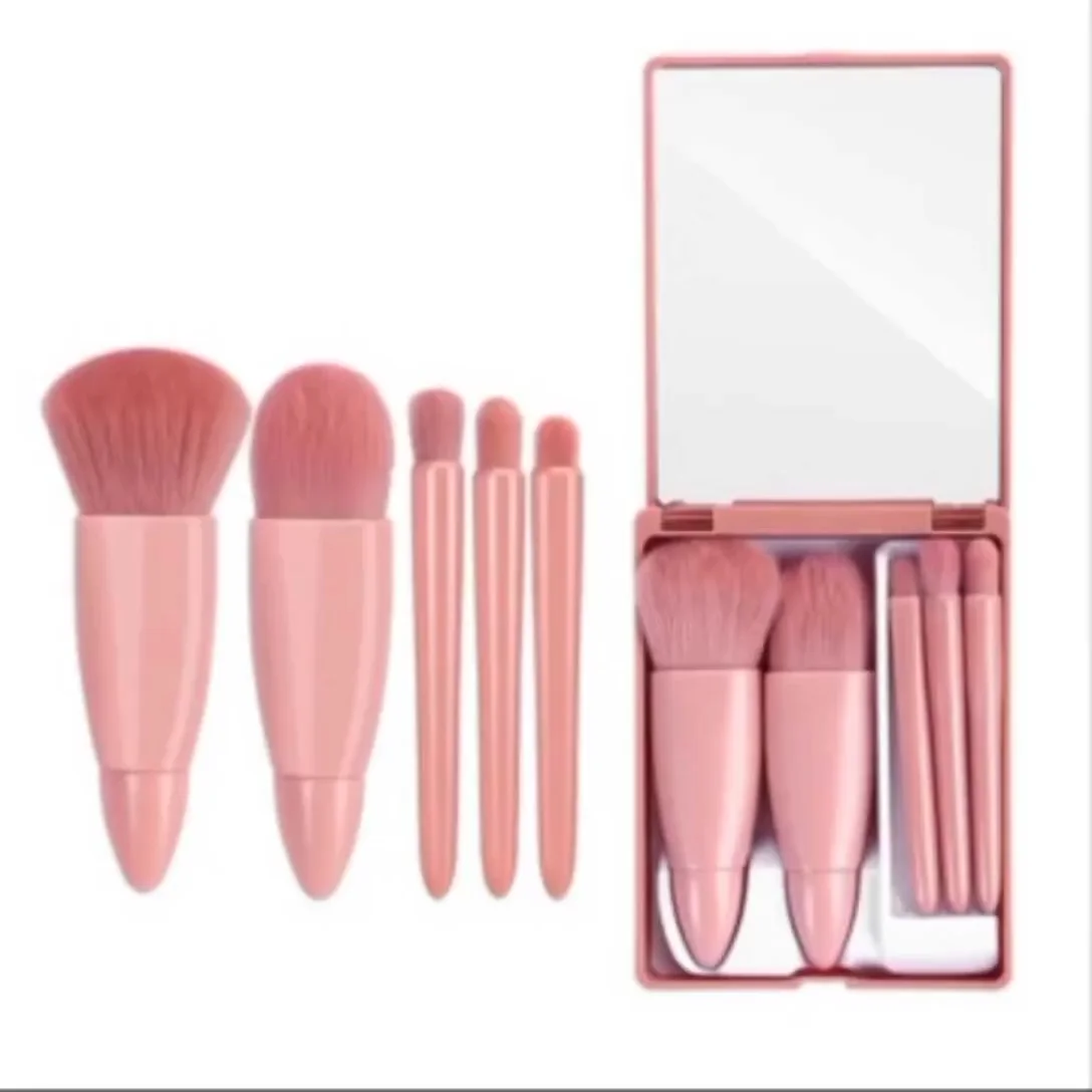 5 PCS Mini Travel Make Up Brushes Kit Portable Soft Cosmetic Makeup ...