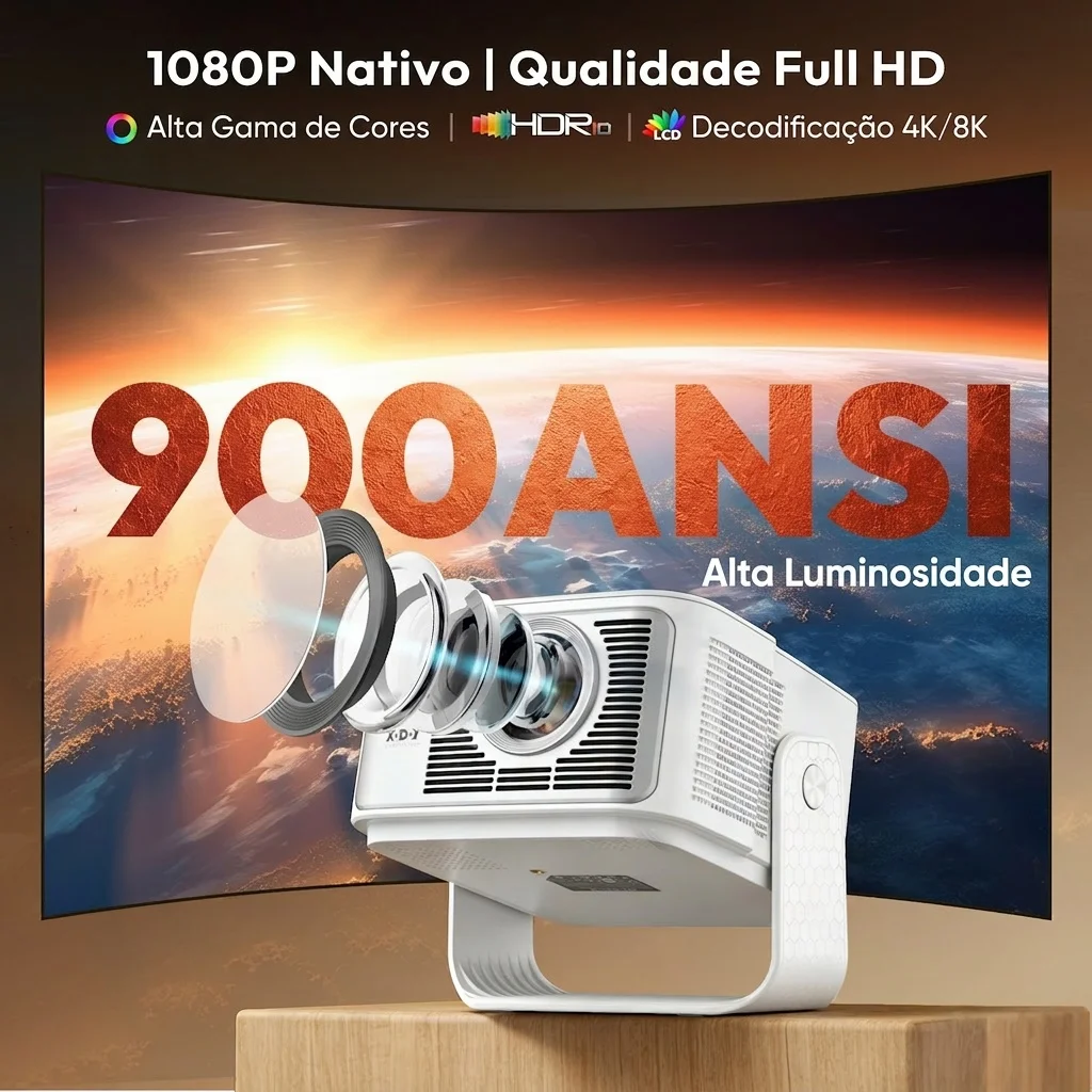Projetor XGODY 900ANSI 8K/4K 2GB+16GB Android 14 com Autofoco e Correção de Keystone, Wifi6 BT5.4 para Cinema em Casa e Uso Externo - Imagem 4