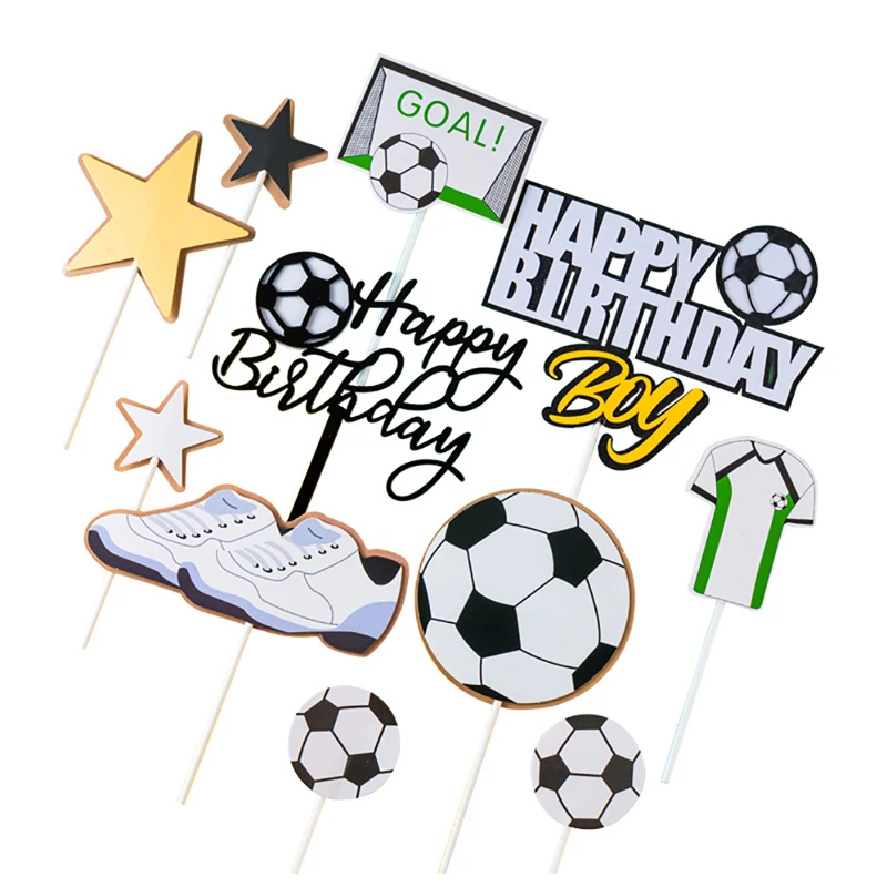 

11 шт./лот футбольный торт флаг Топпер с днем рождения мальчик торт флаги Футбол День рождения спорт вечерние торт выпечка Декор