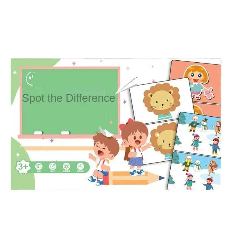 64 Pages Find The Difference Puzzle Game Erasable and Rewritable Focus and Observational Training Brain Development Toy for Kids 5