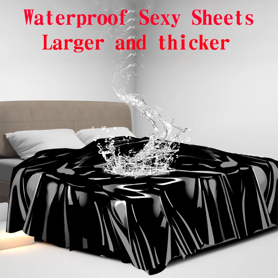 Luxury Waterproof Black Bedding Set - Washable Adult Passion Sheets, Liquid-Resistant Fitted Mattress Protector