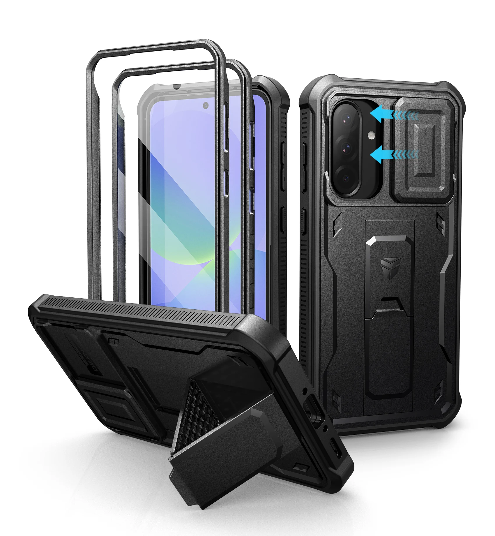 Heavy Duty Shockproof Phone Case with Built-in Magnetic Sliding Camera Cover