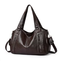 Pu shoulder bag fashionable temperament zipper opening design daily commuter handbag