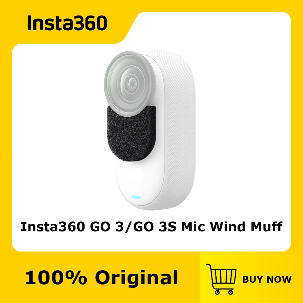Official & Original Insta360 GO 3/GO 3S Mic Wind Muff, Seamless windproof cotton for quality sound transmission.