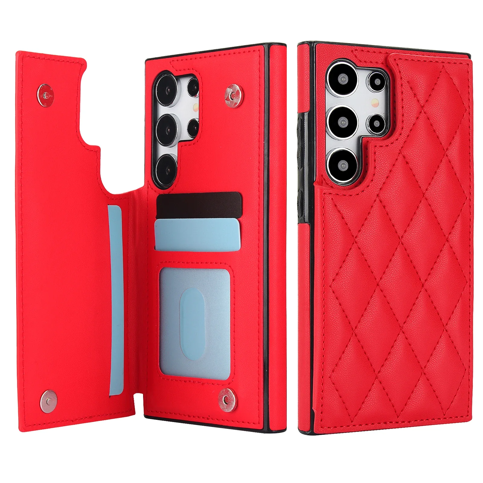 Elegant Leather Flip Phone Case with Card Holder Wallet and Fragrance Compartment