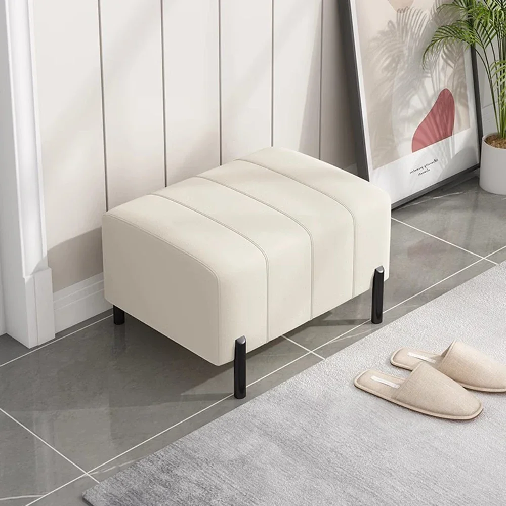 

Italian White Pedicure Stools Black Mental Legs Lounge Dining Room Rectangle Foot Rest Stools Toughage Floor Tabure Home Decor